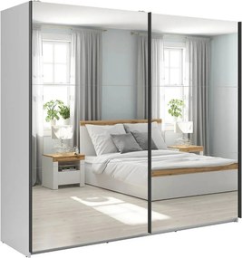 Dulap 2 usi cu oglinda TETRIX, alb lucios, PAL, 220x60x196 cm