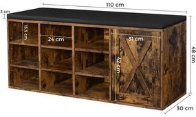 Dulap De Depozitare Pentru Pantofi, Maro Vintage, 110 Cm
