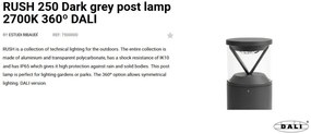 Mini Stalp LED iluminat exterior simetric 360º IP65 RUSH 25cm 2700K DALI