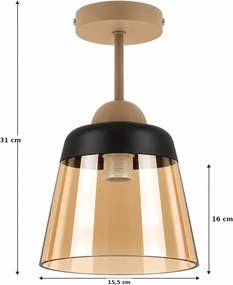 BRILAGI-LED Plafonieră aplicată R GLASS 1xE27/60W/230V Ø 15,5 cm bej/bej fumuriu