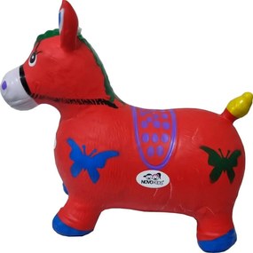 Calut de sarit gonflabil NOVOKIDS™ Jumping Donkey, Cu sunete si lumini, Dimensiuni 55X50X25 cm, Pentru interior si exterior, Max 50 kg, Rosu