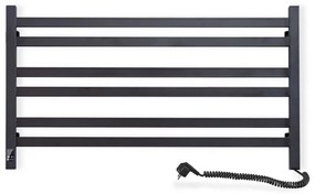 Radiator baie tip scară AVANGARD cu termostat, 316W/230V, 50,6cm, IP44, negru, montare pe partea dreaptă