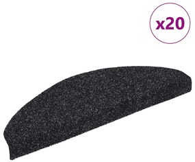 vidaXL Covorașe autoadezive pentru scări, 20 buc., 65x21x4 cm, negru, semirotunde, mari