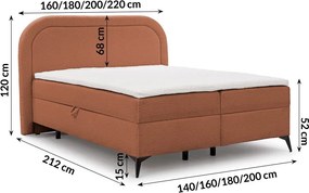 Pat boxspring portocaliu cu spațiu de depozitare 200x200 cm Ornes – Ropez