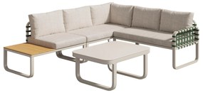 Set de mobilier de grădină Lounge 4-5 locuri, Set de mobilier de grădină din piele verde și ratan cu masă din sticlă securizată, Culoare caise