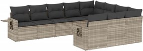 vidaXL Set canapele de grădină cu perne 10 piese gri deschis poliratan