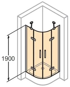 Cabina de dus semirotunda 90x90cm, R550, usi batante, Huppe Aura, 400803.087.375