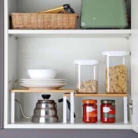 Set de organizatoare din bambus CEZAR, 4 piese, maro/albă SongmicsHome