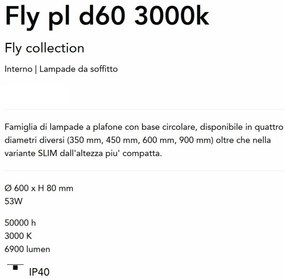 Plafoniera LED moderna Fly pl d60 3000k negru