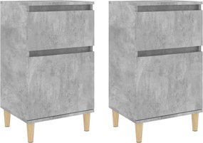 vidaXL Noptiere, 2 buc., gri beton, 40x35x70 cm