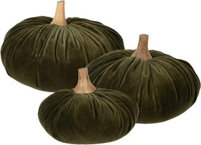 Dovleac decorativ, verde, din catifea Ø25x16 cm