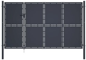 vidaXL Poartă de grădină, antracit, 350 x 200 cm, oțel