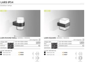 Aplica LED de perete exterior moderna IP54 LARS ROUND 3000K