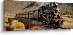 Tablou - Locomotivă cu aburi (cu ceas) (90x30 cm)