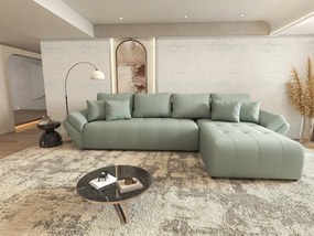 Colțar extensibil dumonde cu ladă de depozitare si sezut confortabil din spuma high-density, Berlin XL Enjoy Mint 350x185 cm II