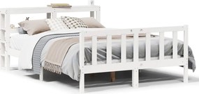 vidaXL Cadru de pat fără saltea, alb, 120x190 cm, lemn masiv pin