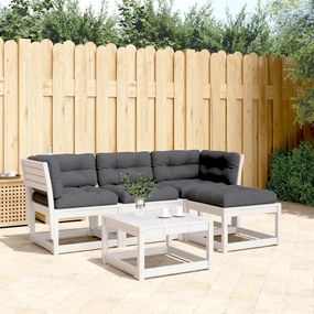 3216911 vidaXL Set mobilier de grădină cu perne, 4 piese alb lemn masiv de pin