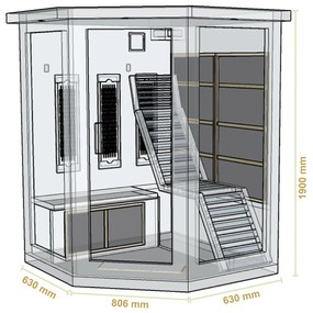 Infračervená sauna / tepelná kabína Aalborg s triplexným vykurovacím systémom a drevom Hemlock