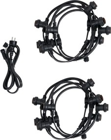 Ghirlandă luminoasă neagră conectabilă cu ștecher 10m incl. E27 P45 20 de lumini IP44 - Lubber