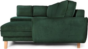 Colțar verde închis extensibil/cu spațiu de depozitare cu tapițerie din catifea reiată (cu colț pe partea stângă/în formă de "U") Tori – Bonami Selection