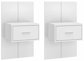 vidaXL Noptiere de perete, 2 buc., alb