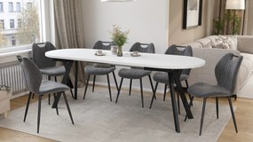 Mazzoni Masă ovală extensibilă ALMO Alb Mat / picioare negre