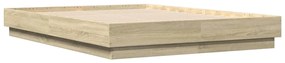 3209879 vidaXL Cadru de pat, stejar sonoma, 135x190 cm, lemn prelucrat