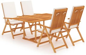vidaXL Set mobilier de grădină cu perne, 5 piese, lemn masiv de tec