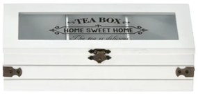 Cutie pentru ceai Home din lemn, alb, 24x9x9 cm