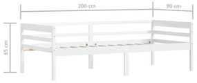 Cadru de pat, alb, 90x200 cm, lemn de pin masiv Alb