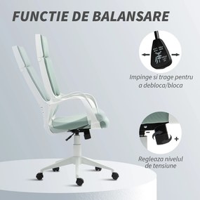 HOMCOM Scaun pentru Birou sau Gaming în Material Textil cu Spătar Înalt Verde | Aosom Romania