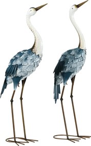 Outsunny Lot de 2 statui de grădină sculptură de cocor decorație de pasăre exterioară din oțel pentru terasă balcon curte peluză | Aosom Romania