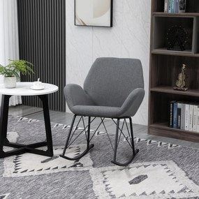 HOMCOM Balansoar Design Modern din Metal, Fotoliu Balansoar Tapitat pentru Sufragerie si Living, Gri