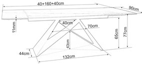 Masa de bucaterie Westin II 160 x 90 cm, neagra