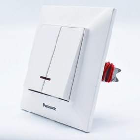 Intrerupator dublu cu led 10A, IP20, Alb, Panasonic Arkedia Slim