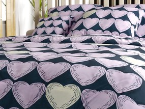 Lenjerie din microfibra VIOLET HEARTS mov deschis Dimensiune lenjerie de pat: 2 buc 70 x 80 cm | 160 x 200 cm