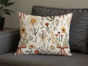Husa de perna din policoton FLORAL RIBBON POLY 50x70 cm, crem