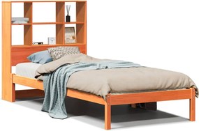 vidaXL Pat bibliotecă fără saltea maro ceruit 75x190 cm lemn masiv pin