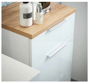 Dulap de baie alb scund cu aspect de lemn de stejar 39x86 cm Pescara – Germania