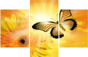 Tablou - Fluture galben cu flori (90x60 cm)