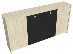 Dulap mediu pentru haine Verno 248 x 46 x 130 cm, uși combinate, salcâm / negru