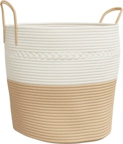 vidaXL Coș de depozitare, bej și alb, Ø43x38 cm, bumbac