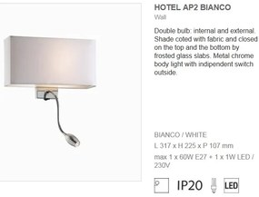 Aplica de perete cu cu reader LED HOTEL AP2 BIANCO 035949