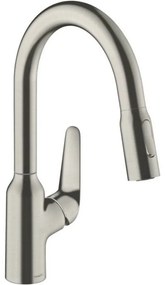 Baterie bucatarie cu dus extractibil crom periat Hansgrohe Focus M42 180 cu 2 jeturi