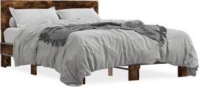 vidaXL Cadru de pat, stejar afumat 140x190 cm lemn prelucrat și metal