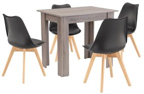 Set de masă Amina 4+1 stejar negru-York