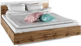 Pat dublu, 160x200, stejar wotan/alb, GABRIELA