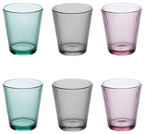 Set 6 pahare MALEAU, sticla, multicolore, 240 ml
