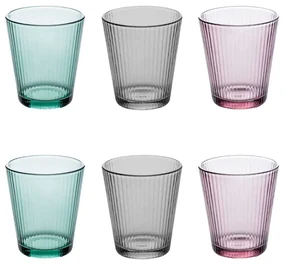 Set 6 pahare MALEAU, sticla, multicolore, 240 ml