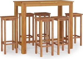 vidaXL Set bar de grădină, 7 piese, lemn masiv de acacia